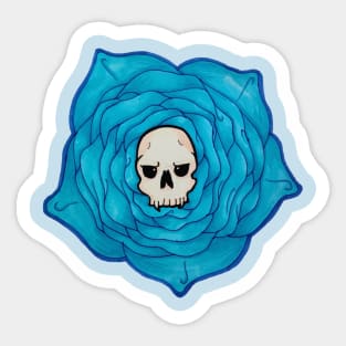 Blue Rose With Skull Sticker